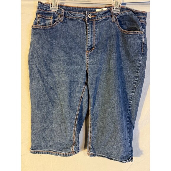 Cato Capri Cropped Denim Jeans Stretch Womens Plus Size 18W Dark Wash 1X - Picture 1 of 2